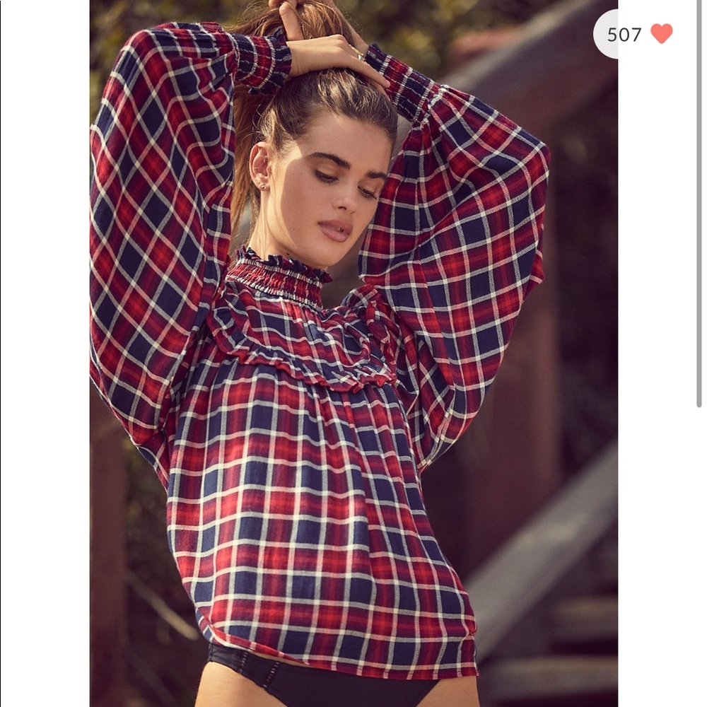 Charlie Ruffle Plaid Top - Picture 2 of 3